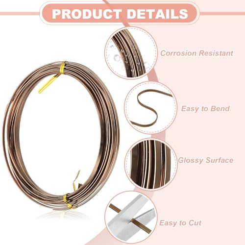 uxcell 18 Gauge Flat Aluminum Wire, 16.40 ft 3mm Wide Aluminum Crafts Wire for Flower Bonsai Crafts Carving DIY Bezel Sculpting Gem Metal Wrap, Brown - color: Brown, size: 3mm