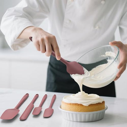 Coukre Silicone Spatula Set of 5,High Temperature Resistant, Food Grade Silicone, Dishwasher Safe, for Baking, Cooking (Pure Wine) - color: Pure Wine