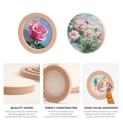 5 Pack 8x8 Inch Round Unfinished Wood Panel Boards for DIY Painting Crafts | Blank Wood Canvas Frames for Oil Paint Pouring & Valentine Halloween Xmas Decor - size: Round 8"×8" 5 Pack