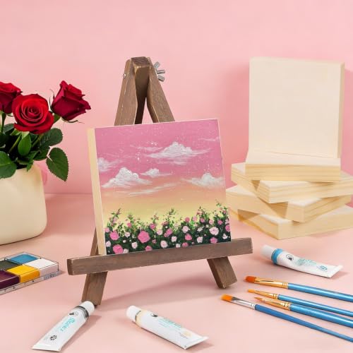 10 Pack 5x5 Inch Unfinished Wood Panel Boards for DIY Painting Art Crafts | Blank Wood Canvas Frames for Oil Paint Pouring & Valentine Halloween Xmas Decor - size: 5"×5" 10 Pack