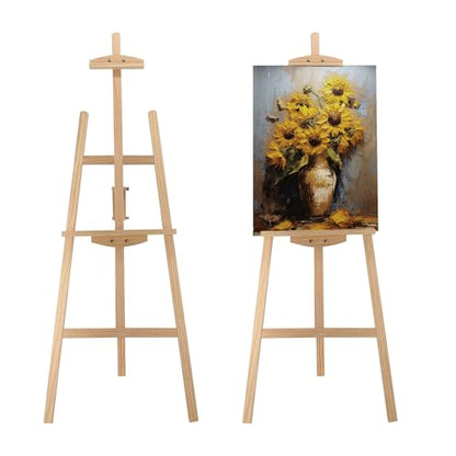 Adjustable Pine Wooden Painting Easel, Art Easel for Display - color: Nature