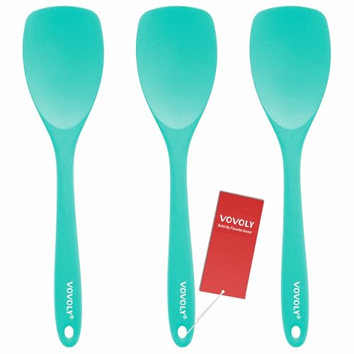 Upgrade Silicone Spatula Spoon Set,VOVOLY Heat Resistant Rubber Spoonula, Seamless Non-Stick Flexible Scrapers for Baking Mixing Tool,3 Pack, Teal - color: Teal