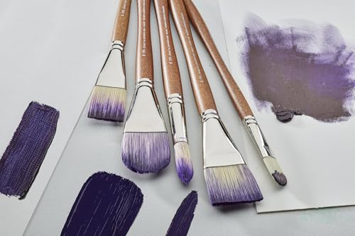 Winsor & Newton Artists' Oil Synthetic Brush, Filbert #16 | Synthetic Flagged Bristles, Excellent Color Carrying Capacity, Handmade in England, For Oil Paint - style: Filbert #16