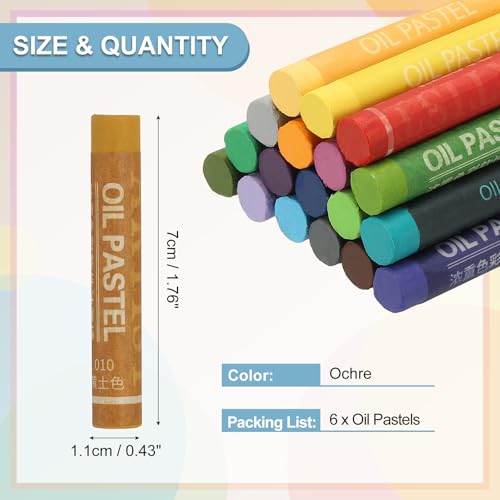PATIKIL Ochre Oil Pastels, 6Pcs Soft Oil Crayons Creamy Pastels Stick Art Supplies for Art Painting Drawing Blending Graffiti for Drawing Beginners Artists - color: Ochre
