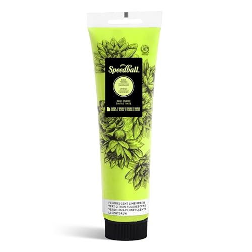 Speedball Water-Soluble Block Printing Ink, 5-Ounce Tube, Fluorescent Lime Green - color: Fluorescent Lime Green