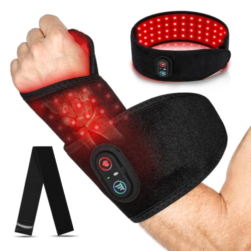 Red Light Therapy Hands Wrist Wrap, Cordless Infrared Heating Pad, 96 LEDs | 660nm/850nm infrared light, rechargeable, portable, timer, belt for arm, knee, feet, body, therawrap for carpal tunnel, home