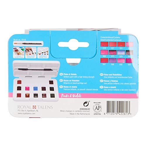 Van Gogh Watercolor Paint Set, Plastic Pocketbox, 12-Half Pan Pinks & Violets Selection - color: 12 Pinks & Violets (Plastic Pocketbox), style: Half Pan