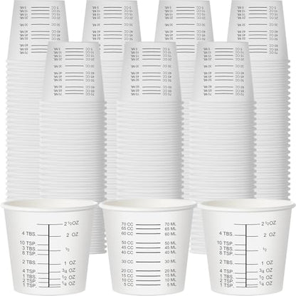 Sliner 200 Pcs 3 oz Graduated Paper Cups Disposable Wax Coated Medicine Cups Disposable Measuring with Clear Measurements for Measuring Resin, Mixing Paint, Resin, Stain, Epoxy