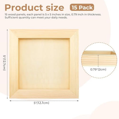 FSWCCK 15 Pack 5 x 5 inch Wood Panel Boards, Unfinished Wood Canvas Panels for Crafts, Painting Canvas, DIY Art Projects, Pouring, Arts Use with Oils, Acrylics - size: 5"X 5" 15 Pack