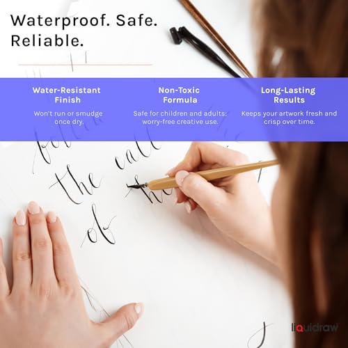 Liquidraw Black Drawing India Ink - 1.18 fl oz / 35 ml | Must-Have Artist Supply | Non-Toxic, Waterproof & Permanent | Suitable for Pens & Brushes | Use On Paper Board, Canvas, Fabric & Wood - color: Black