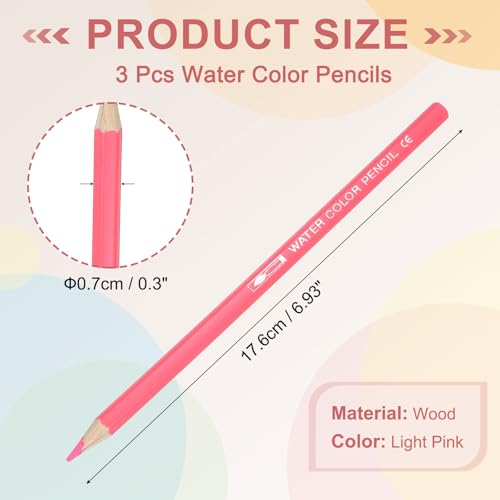 PATIKIL Watercolor Pencils, Light Pink Color Pencil Set Sketch Coloring Drawing Colored Pencils Bulk Artist Drawing Supplies for Adult Coloring Book Blending, 3 Pcs - color: Light Pink