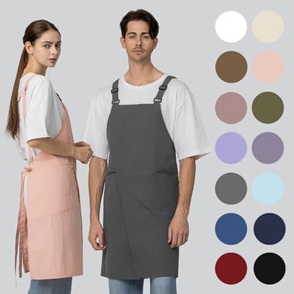 Unisex Waterproof Apron Restaurant Cooking Cafè Flower Shop Baking Kitchen Length Adjustable - color: Indie Pink