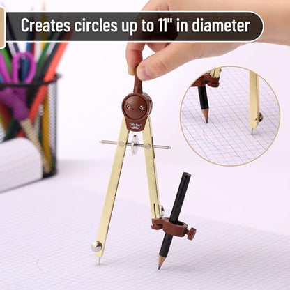 Mr. Pen- Metal Geometry Compass, Center-Wheel Design - color: Gold