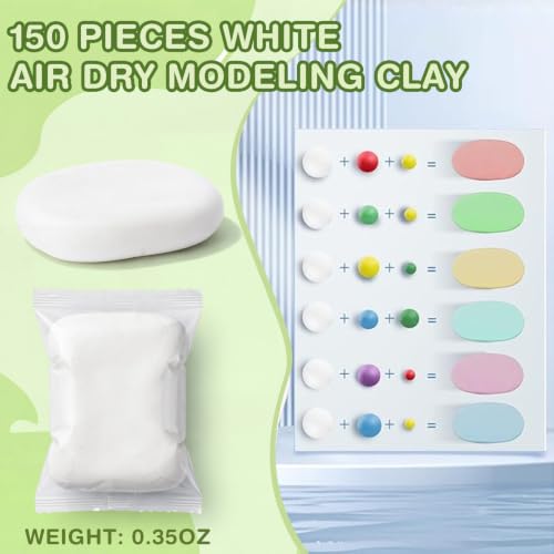 VioraWhite 150 Pcs Air Dry Clay Bulk Modeling Clay for Kids Lightweight Foam Modeling Clays DIY Molding Clays for Kids Adults Crafts Gifts School Project Supplies (White) - color: White