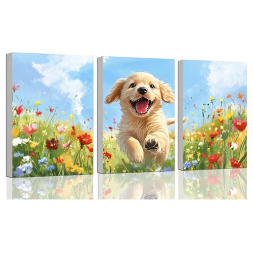 3 Piece Paint by Numbers Kit for Kids Easy Kid Paint by Number Kits Ages 8-12 Dog DIY Painting Kits for Kids Age 4-8 Beginner Paint by Number Canvas with Frame Children Color by Numbers Kit 8x12 Inch - color: Dog DIY Painting Kits for Kids