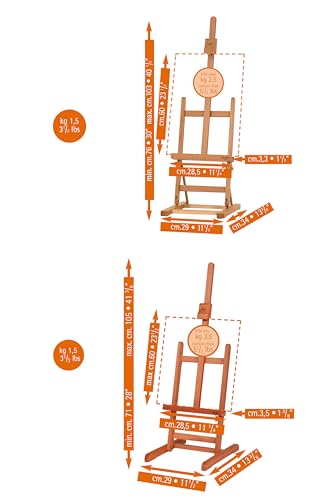Mabef M/14 Table Easel, Oiled Beechwood Desktop Easel, Indoor Use for Oil, Acrylic & Pastel, Supports up to 5 1/2 lbs - style: Adjustable