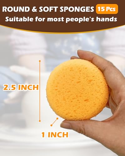 15Pcs Pottery Sponges for Clay 2.5inch for Pottery and Horse Saddle