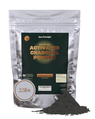 Zen Principle Hardwood Activated Charcoal Powder 100 Percent from USA Trees. All Natural. Whitens Teeth, Rejuvenates Skin and Hair, Supports Better Digestion, 40 Oz - size: 40 Ounce (Pack of 1)