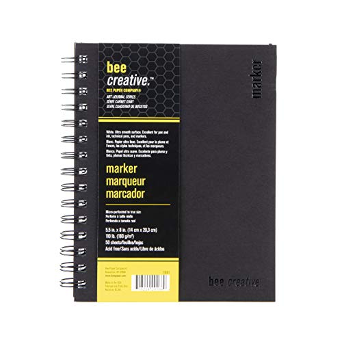 Bee Paper - 5.5" x 8" Creative Marker Drawing Journal - size: 5-1/2-inch x 8-inch, 50 Sheet Art Journal, style: Marker Art Journal