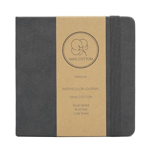 Vienrose Faux Leather Watercolor Sketchbook 5.5 x 5.5 in 24 Sheets Grey - color: Grey, size: 5.5" x 5.5" 1 Pack