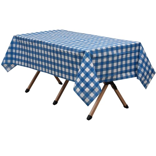 2 Pack Blue Gingham Checkered Premium Plastic Tablecloth Rectangle 54 x 108 Inches Reusable Ocean Blue Buffalo Plaid Decorative Table Cover for Dining, Wedding, Party, Indoor and Outdoor - color: H02 Blue Check, size: Rectangle 54"x108"