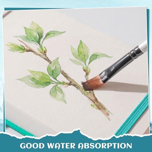 40 Sheets Watercolor Journal, 4x6 in, 140 Lb Cold Press Paper, Blue | Cotton Paper, 300 Gsm, Wirebound with Tear-Out Pages, Elastic Closure, for Watercolor, Sketching & Mixed Media - color: Turquoise