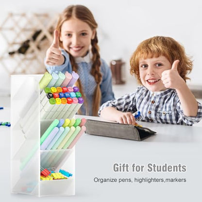 Asten Pen Holder, Pencil Holder for Desk, Pen Organizer (Clear, 3 Pack) - color: Clear-3 Pack