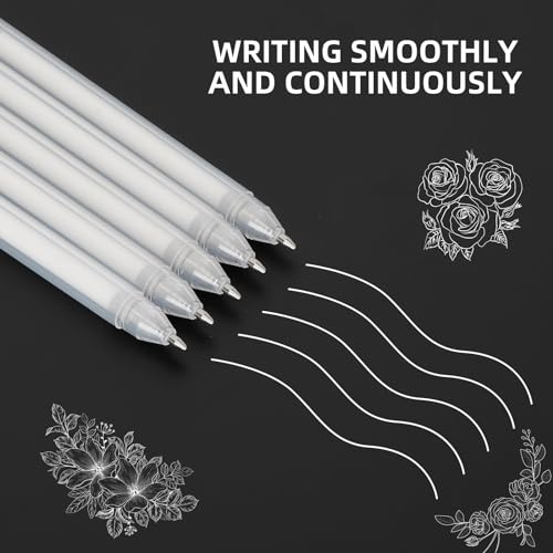 SMOOTHERPRO 3 Pcs White Gel Pens and 18 Colors Glitter Gel Pens