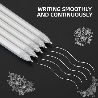SMOOTHERPRO 3 Pcs White Gel Pens and 18 Colors Glitter Gel Pens