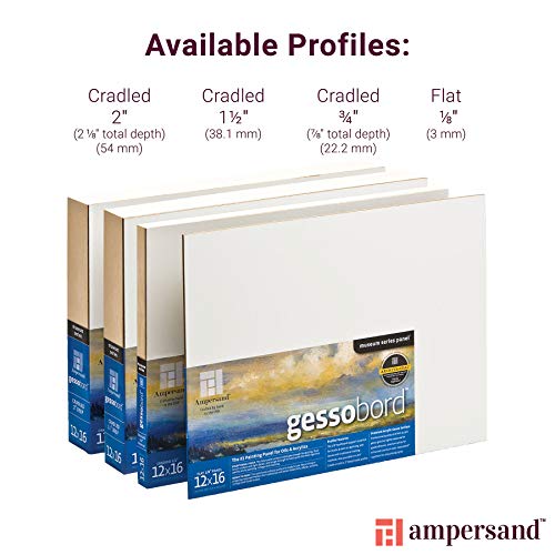 Ampersand Gessobord for Acrylic, Oil and Mixed Media, 1/8 Inch Depth, 6X6 Inch, Pack of 4 (GBS066) - size: 6" x 6" Pack of 3