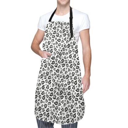 Giwawa Unisex Adult Apron Waterproof Stain Resistant Kitchen Cooking Apron with 2 Pockets for BBQ Grill Painting - color: Leopard Print
