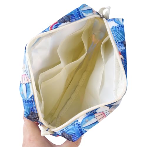 Multiple Pockets Portfolio Organizer with Zippered,Storage Pencil Pouch Bag - color: Ocean