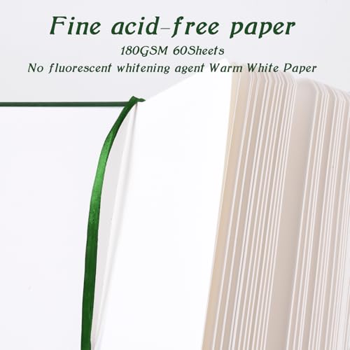 Mix Media Pad,3.5"x5.5" Small Hardcover Leather Art Sketchbook,60 Sheets(112lb/180gsm) Heavyweight Acid Free Artistic Painting Drawing Sketching Paper, Handy Pocket Journal Sketchbook.Blackish Green - color: 180gsm-blackish green
