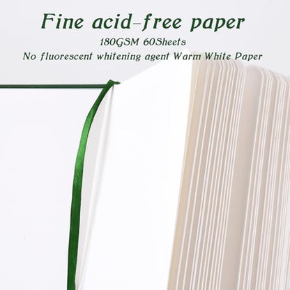 Mix Media Pad,3.5"x5.5" Small Hardcover Leather Art Sketchbook,60 Sheets(112lb/180gsm) Heavyweight Acid Free Artistic Painting Drawing Sketching Paper, Handy Pocket Journal Sketchbook.Blackish Green - color: 180gsm-blackish green
