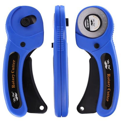 Mr. Pen- Rotary Cutter for Fabric with 1 Extra Blade, 45mm | Fabric Cutter Wheel, Fabric Rotary Cutter, Rotary Fabric Cutter, Sewing Rotary Cutter, Rotary Cutting Tool, Blue/Black - color: Blue