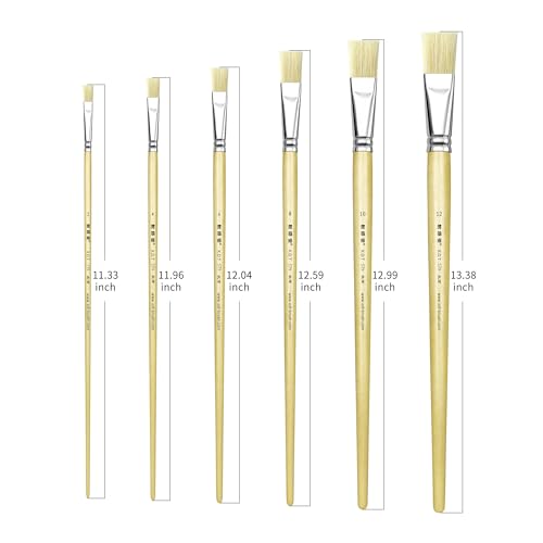 XDT#579 Flat Artist Paint Brush 6 Piece Set Medium Firm Square Wash Tip #2#4#6#8#10#12, Craft Face Body Paint Acrylic Oil Watercolor - size: Even Sizes (Flat 6-PCS)