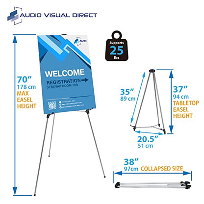 Lightweight Aluminum Telescoping Display Easel, 70 Inches, Silver - style: Silver Display Easel