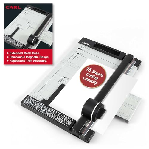 CARL Professional Rotary Paper Cutter with Clear Window – 12" Trimmer with Metal Base, Magnetic Guide, Calibrated Extension – Precise Paper, Label, Photo & Craft Cutting Tool - size: 12-inch