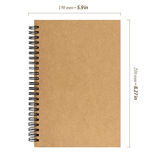 20 Pack A5 Unlined Spiral Notebook, 120 Pages/60 Sheets Softcover Kraft Blank Stketch Book Journal Notebook, Sketch Pad for Drawing, Sketching, Writing, 8.3 x 5.5 inch - size: A5 120 Pages 20 PCS