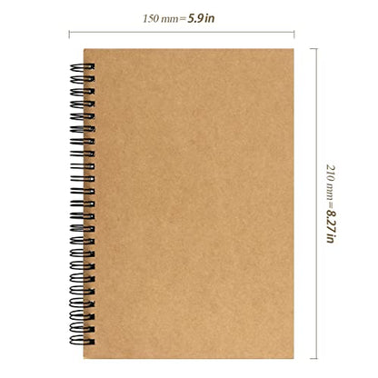20 Pack A5 Unlined Spiral Notebook, 120 Pages/60 Sheets Softcover Kraft Blank Stketch Book Journal Notebook, Sketch Pad for Drawing, Sketching, Writing, 8.3 x 5.5 inch - size: A5 120 Pages 20 PCS