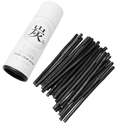 Charcoal Sticks 25PCS 5-7mm Dia Black Vine Willow Sketch Charcoal Pencils for Drawing, Sketching, and Fine Art