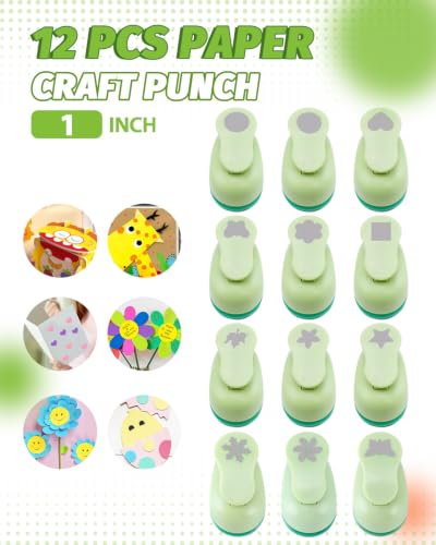 Paper Punches for Crafting Circle Hole Punch 12PCS 1 Inch Craft Punch Set - style: 12 Diffrent Shapes 1 Inch Set