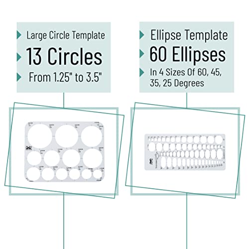 Mr. Pen- French Curve, Large Circle Template and Ellipse Template (6 Pc)