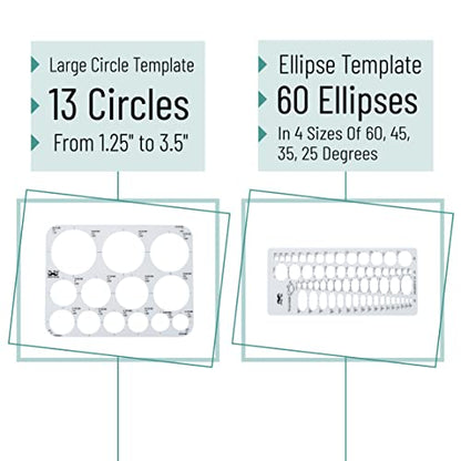 Mr. Pen- French Curve, Large Circle Template and Ellipse Template (6 Pc)