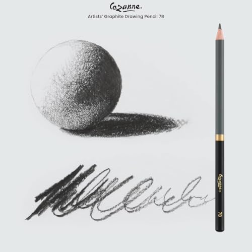 Cezanne Graphite Drawing Pencils Set - 7B, Set of 12 Break-Resistant Graphite Lead, Easy-to-Sharpen Sketch Pencils, Master Artist Quality Graphite Pencils for Technical and Artistic Drawing - color: 7B, size: Set of 12