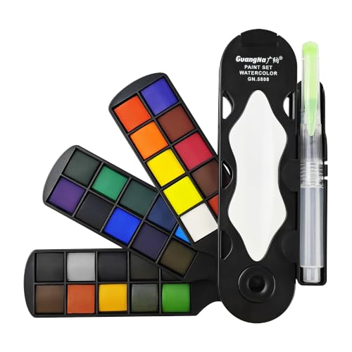 kander 30 Color Watercolor Paint Set with Detail Paint Brushes - color: 30 colors