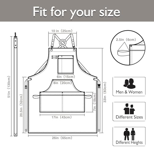 Kitchen Apron, Work Apron, Canvas Apron, Dark Gray - color: Dark Gray