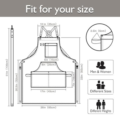 Kitchen Apron, Work Apron, Canvas Apron, Dark Gray - color: Dark Gray