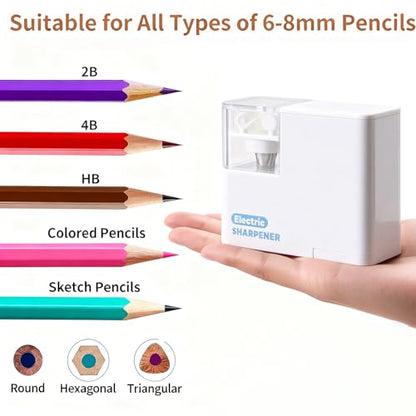 Battery Powered Electric Pencil Sharpener for No.2/Colored Pencils 6-8mm