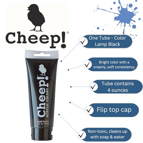 Cheep! Acrylic Paints, 4 oz. Tube - Lamp Black, Perfect for Artists - Quality Acrylic Paint Heavy Body Paint Artist and Student - color: Lamp Black, 4-ounce